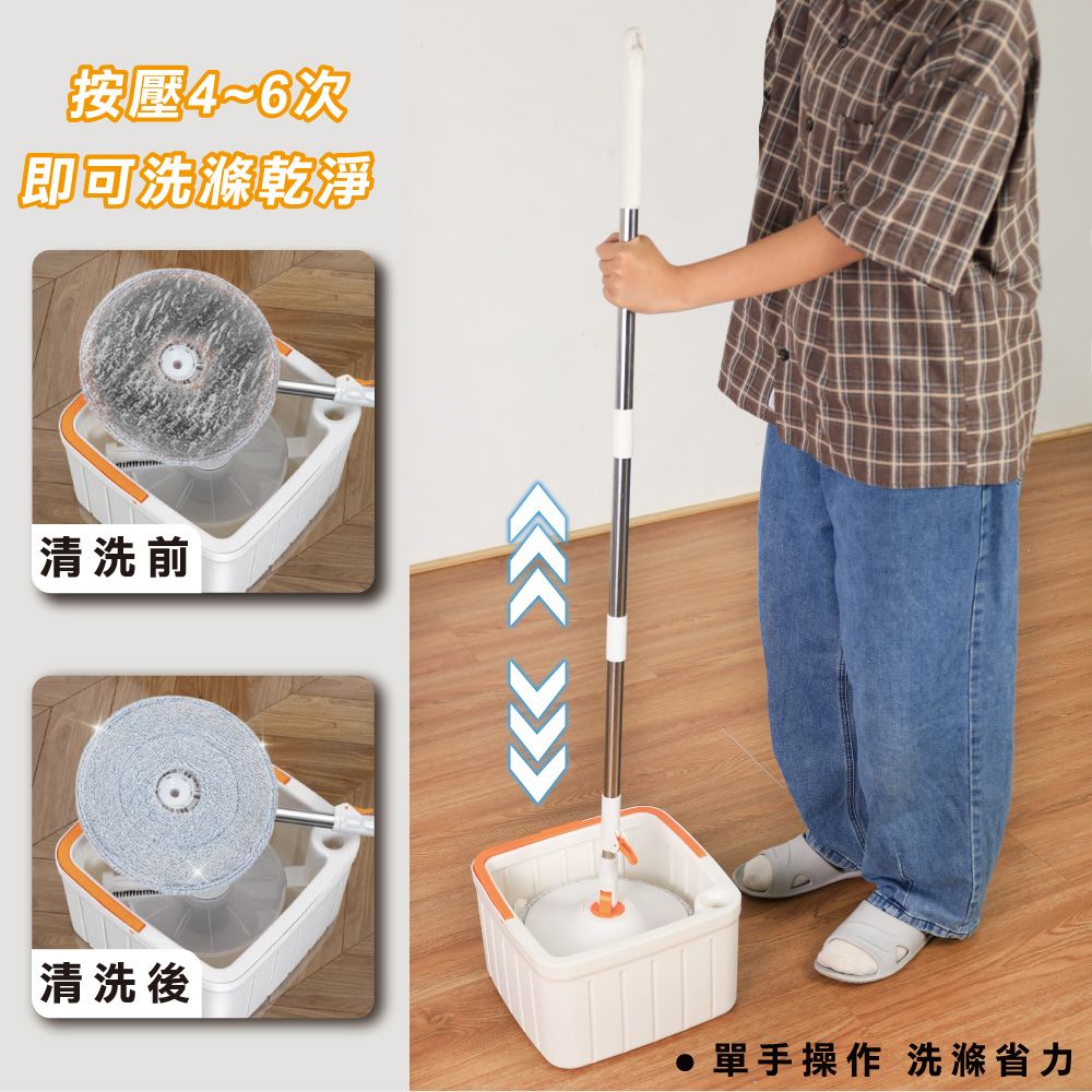 ANDYMAY2 輕清拖淨汙分離旋轉拖把_拖把+水桶+拖把布x2 (1組)