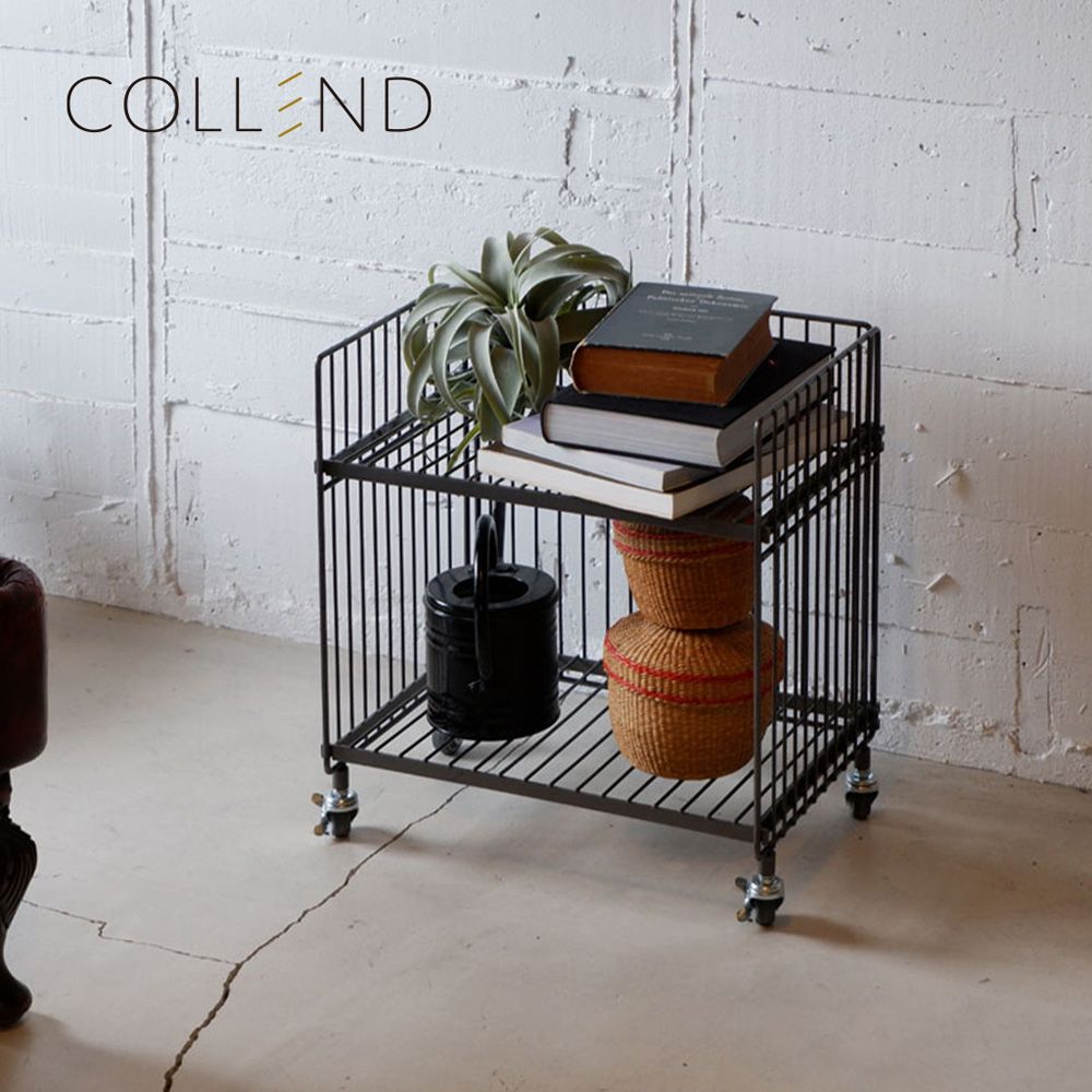  【日本COLLEND】WIRE 鋼製單層置物架(附輪)-DIY