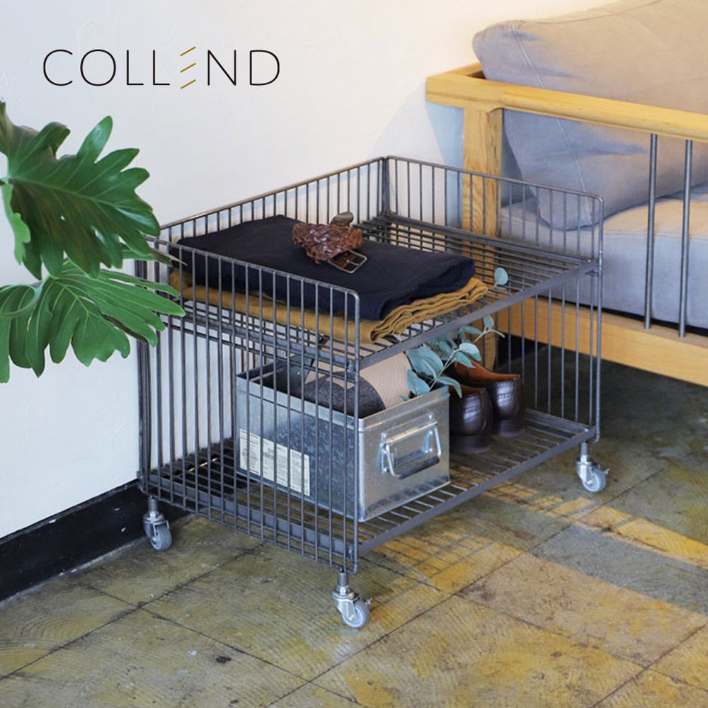  【日本COLLEND】WIRE 鋼製寬型單層置物架(附輪)-DIY