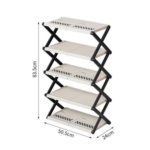 MGSHOP 奶油風 折疊置物架 收納架 層架 鞋架((50.5cm 小款)