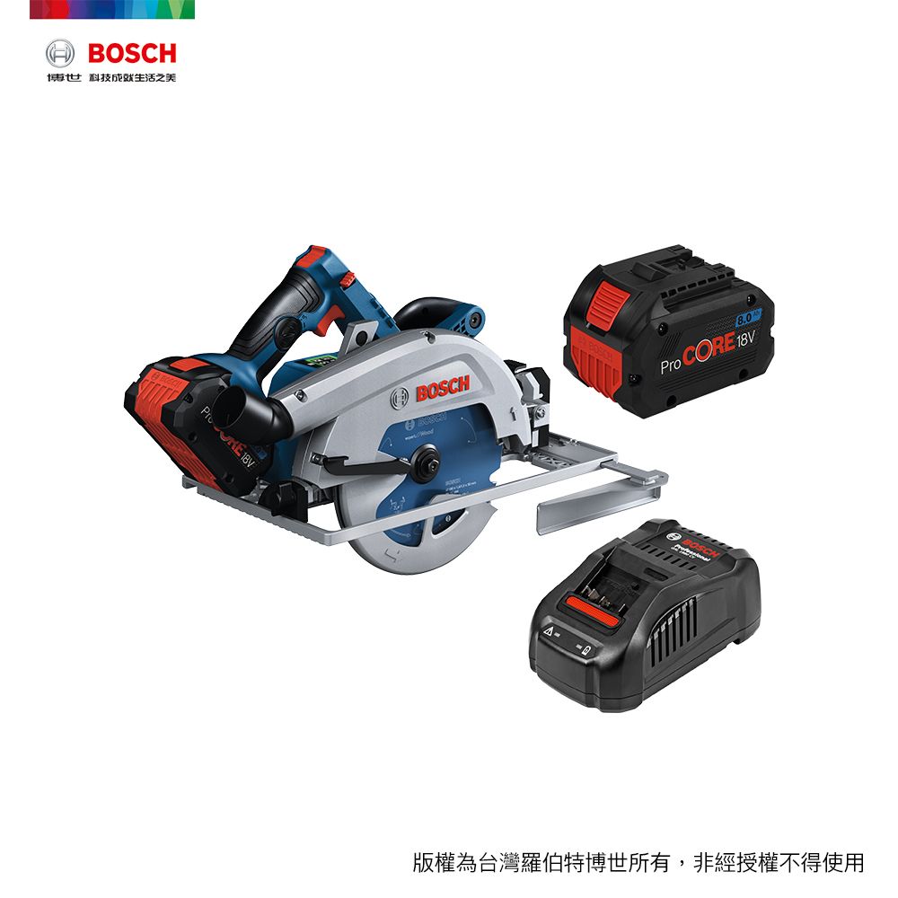 BOSCH 博世  BITURBO 雙渦輪免碳刷木工圓鋸機套裝組 GKS 18V-68 GC (ProCORE 8.0Ahx1)