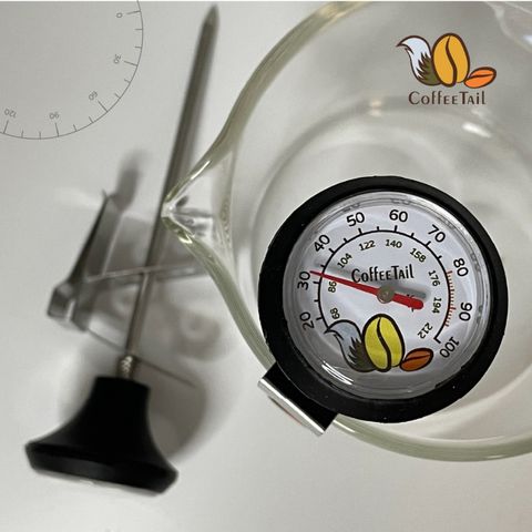 不鏽鋼指針型咖啡溫度計，附固定夾/ 能調整角度/ 咖啡飲品適用