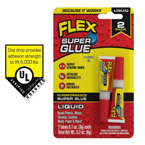 超強黏著力 獲UL認證Flex Super Glue飛速超級瞬間膠3g(液狀)*2入 美國製造
