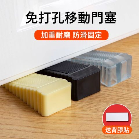SUNLY 3入組 免打孔移動門阻 防滑靜音門檔限位器 防風門塞