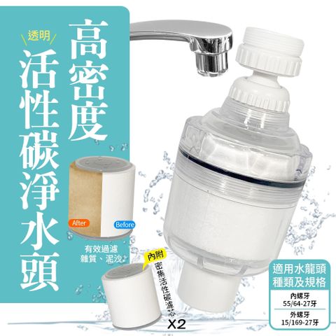 高密度活性炭淨水頭/水質過濾器(內附2個濾芯)