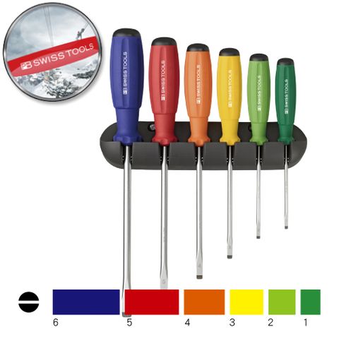 PB SWISS TOOLS 瑞士工具 6支組彩虹系列一字起子 PB 8240.RB
