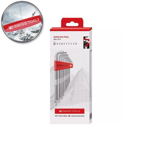 PB SWISS TOOLS 瑞士工具9支組專業防滑球頭L型六角扳手PB 3212.LH-10 CBB