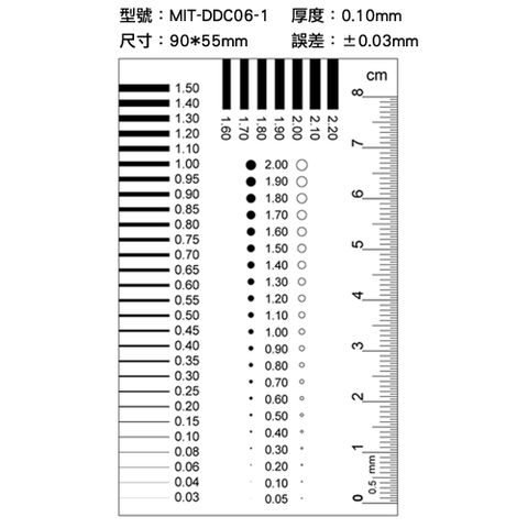 1號規格 點規卡檢驗尺 菲林尺卡規 點線規 點規卡 水泥裂縫規 菲林尺 品管工程師對照卡 污點規 黑點卡 裂縫檢測 異物卡 透明尺 污點規 裂縫檢測 異物卡 透明尺 630-DDC06-1