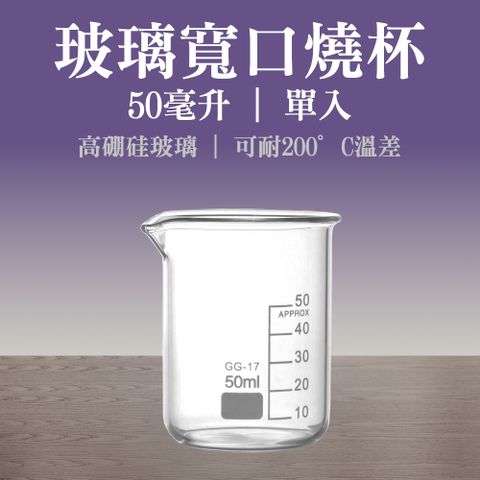 【職人實驗】185-GCL50 寬口燒杯 刻度具嘴燒杯 低型燒杯 玻璃燒杯50ml 實驗燒杯 高硼矽燒杯 手工皂工具