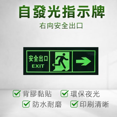 【安全設備】185-PSE31 2入安全逃生箭頭標示貼 安全指示牌 安全方向警示貼 緊急出口方向指示貼 右向安全出口 安全出口E31指示牌自發光