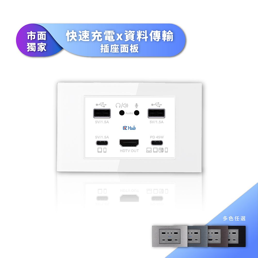 EZ CHARGER 易智快充 Hub娛樂插座面板-整合快充HUB多功能的插座面板