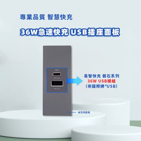 EZ CHARGER 易智快充 國際牌 Panasonic 省空間灰色面板-磐石36W USB(A+C)