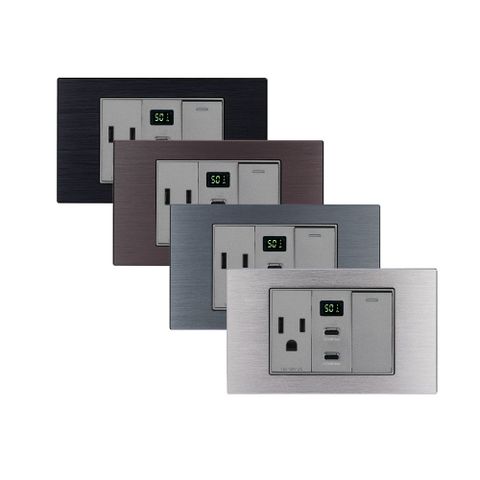 金屬質感磁吸面板_50W USB快充插座_台灣及國際安全認證
