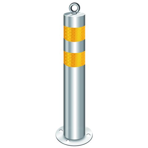 不鏽鋼鋼管警示柱 警示立柱 不銹鋼地樁 防撞柱 黃色反光帶環 65公分 車位樁 隔離柱 分隔桿 鐵立柱 排隊桿 圍欄