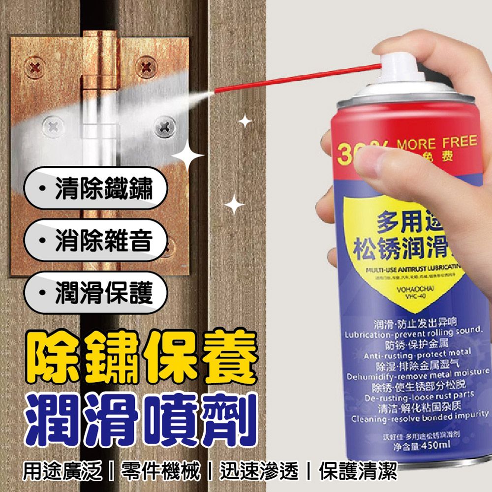  多功能除鏽潤滑劑450ML-2入 (生鏽鬆脫/除銹潤滑劑/除銹油/除鏽劑)