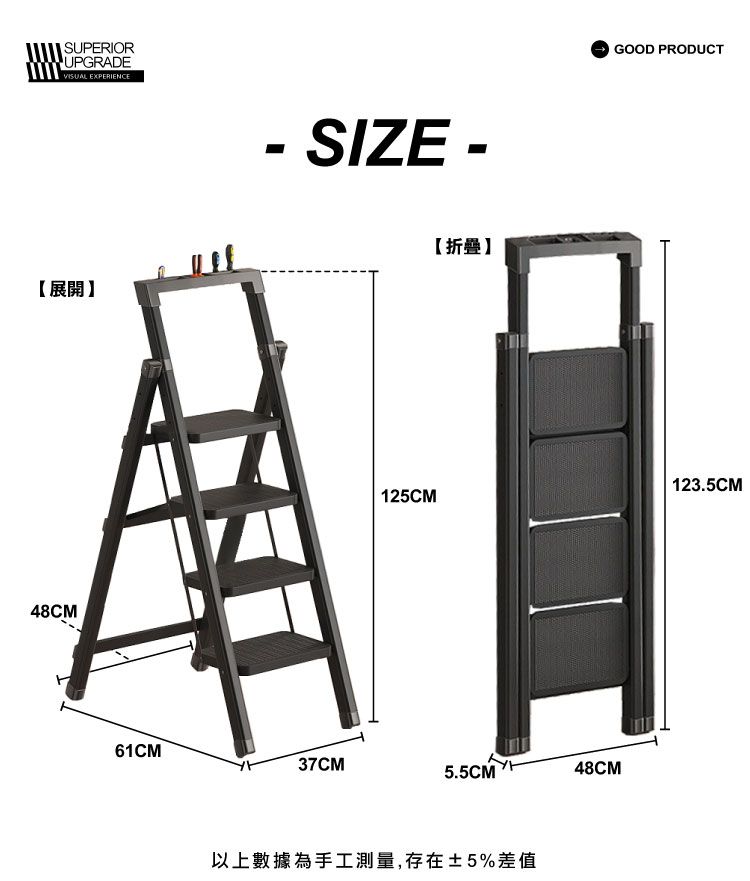 SUPERIORUPGRADEVISUAL EXPERIENCE【展開48CM SIZE -【】GOOD PRODUCT123.5CM125CM61CM37CM5.5CM48CM以上數據為手工測量,存在±5%差值