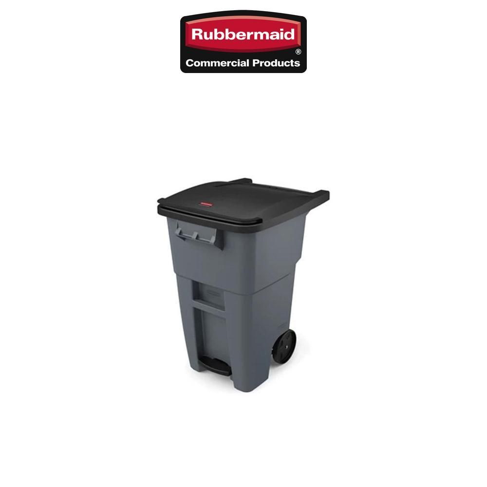 Rubbermaid 樂柏美   BRUTE腳踏式可推垃圾桶 189L 灰色 1971956