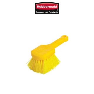 Rubbermaid Commercial 9B29 Pot Scrubber Brush, 8 Plastic Handle, Gray  Handle w/Yellow Bristles 