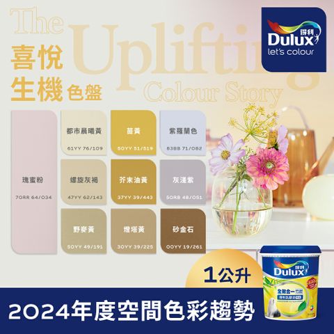 Dulux 得利塗料 A986K 全效合一竹炭乳膠漆 2024年度色系-喜悅生機 電腦調色1公升裝