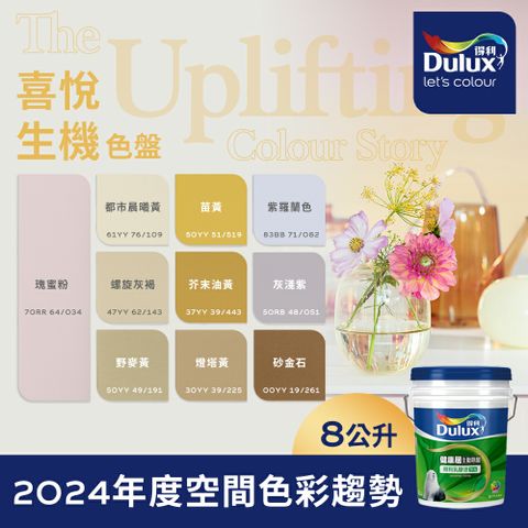 Dulux 得利塗料 A991 竹炭健康居除甲醛乳膠漆 2024年度色系-喜悅生機 電腦調色8公升裝