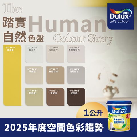 Dulux 得利塗料 A986K 全效合一竹炭乳膠漆 2025年度色系 踏實自然 電腦調色 1公升裝