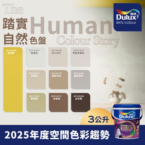 Dulux 得利塗料 A767 寶貝護敏乳膠漆 2025年度色系 踏實自然 電腦調色 3公升裝