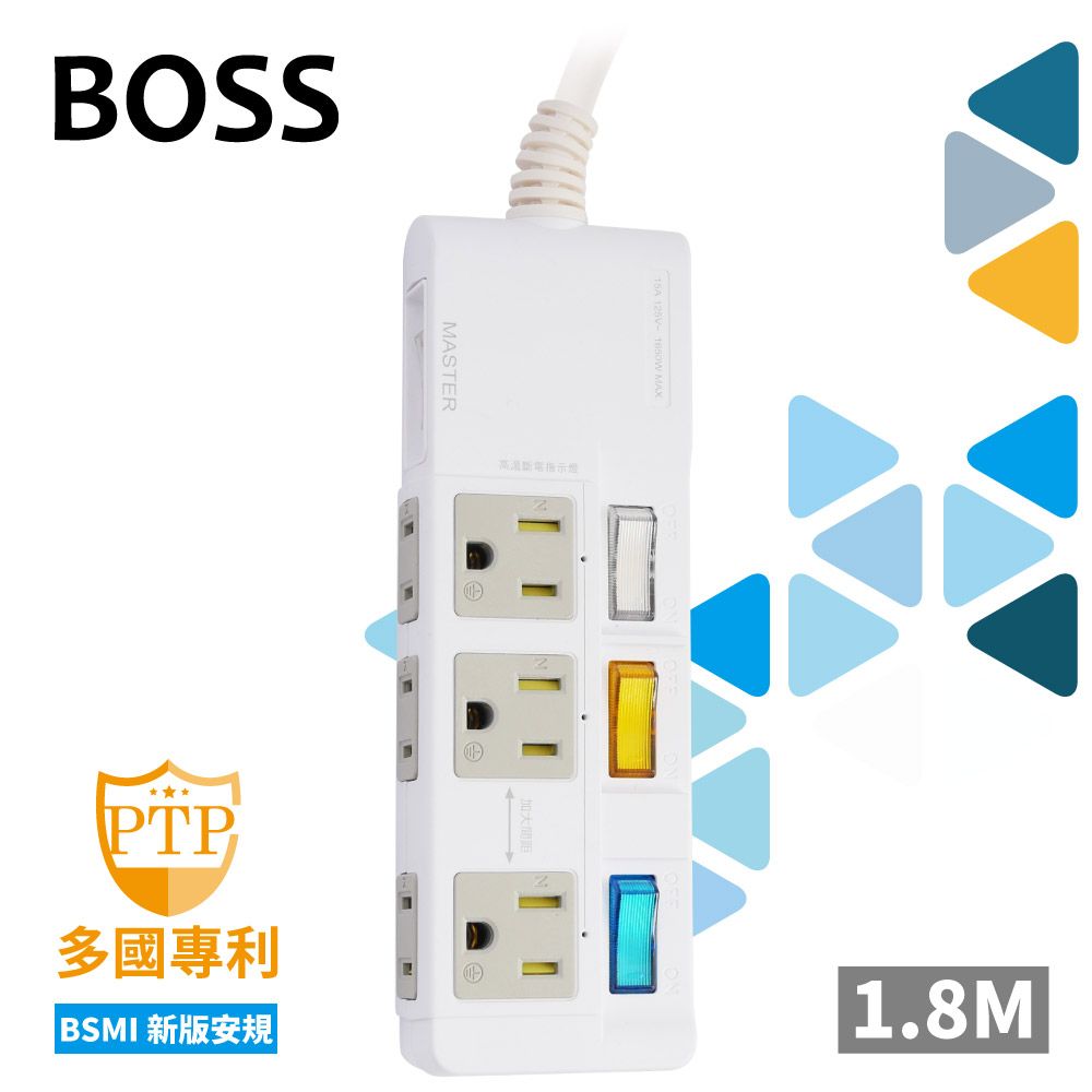 Boss  4開6插2P-3P正側延長線1.8米 S101
