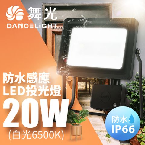 DanceLight 舞光 微波感應泛光燈20W IP66防水 防眩強化玻璃(白光/黃光)