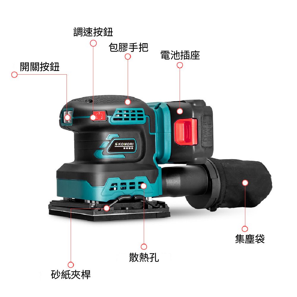Komori 森森機具   牧田款 鋰電砂光機 電動砂紙機 打磨機 拋光機 (一電一充)送配件
