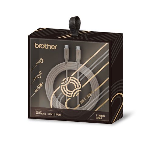 BROTHER 兄弟牌 3.2Gen1 USB-C to USB-C/TypeC 100W PD 快充充電線1.8M MC2331 奶茶色