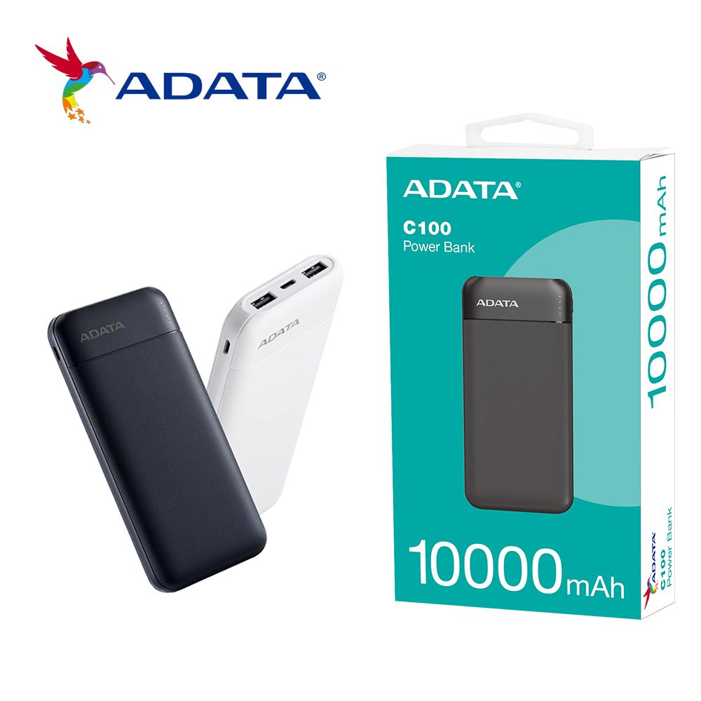 ADATA 威剛 C100 10000mAh 20W PD/QC薄型輕量極速快充行動電源 (2色可選) 機身有WH標示
