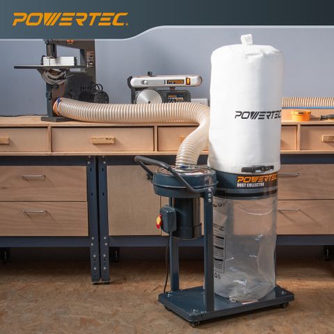 Powertec 適合於任何專業或小型工作坊, 提供120/240的雙電壓, 吸氣量為800 CFM提供絕佳的集塵作用