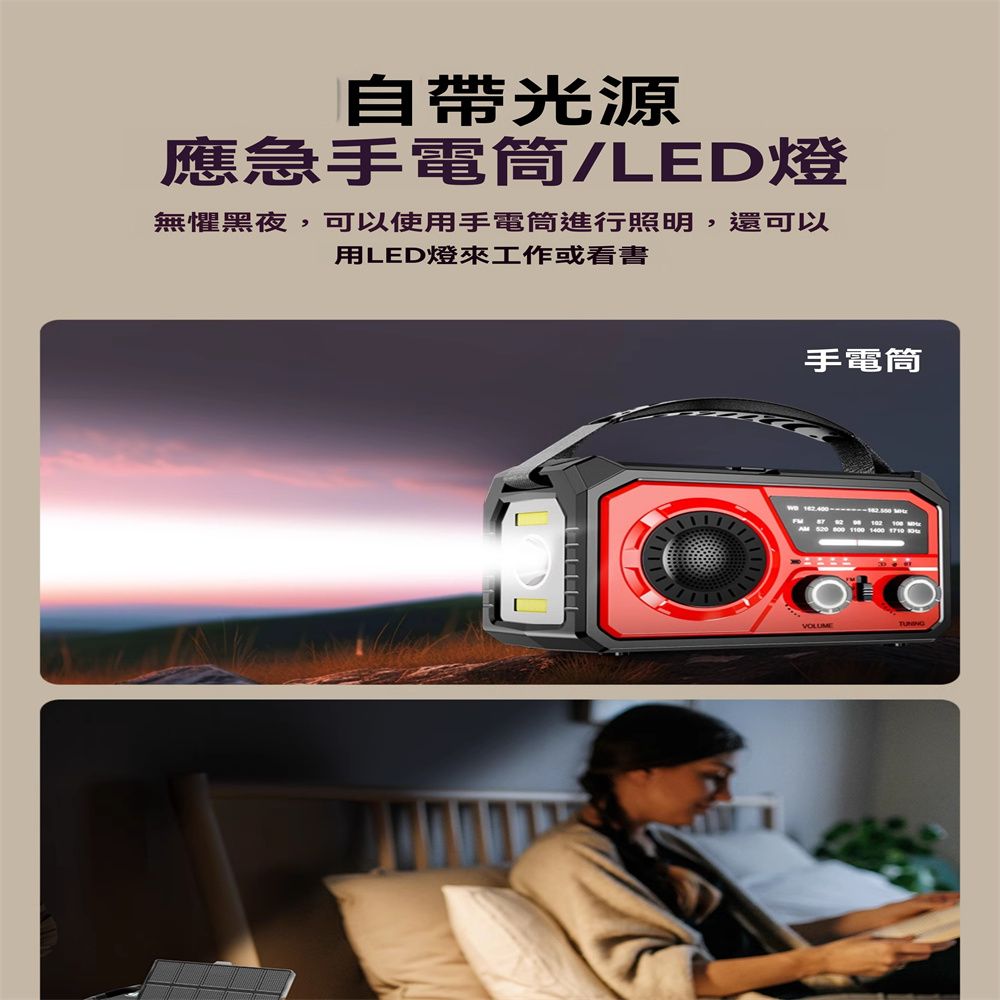 自帶光源應急手電筒/LED燈無懼黑夜,可以使用手電筒進行照明,還可以用LED燈來工作或看書手電筒     1100 1400