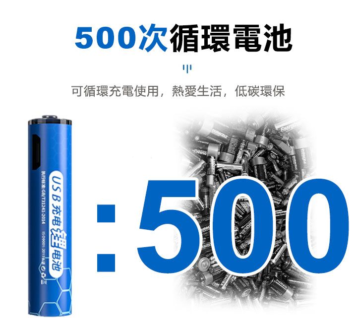  倍量 3號循環鋰電池 USB環保電池 快充電池 乾電池 低自放電池 循環碳鋅電池 USB充電池 鎳氫電池