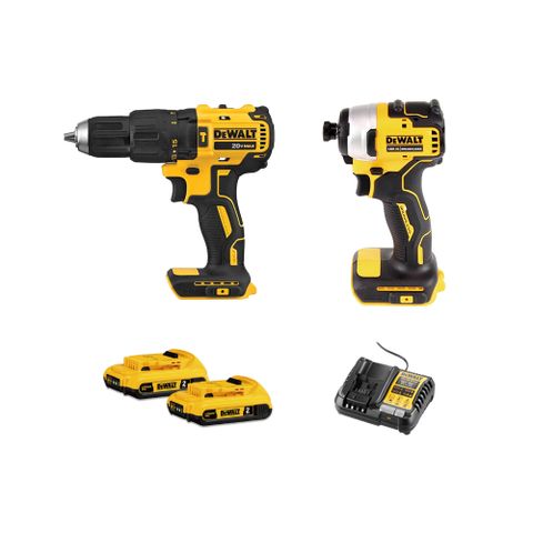 美國 得偉 DEWALT 20V鋰電無碳刷起子機+震動電鑽組套(DCF809+DCD7781D2)