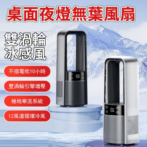 Rtako 雙渦輪桌麵立式風扇 無葉塔扇 冷風扇 空氣循環扇 靜音風扇 家用臺式風扇 充電款