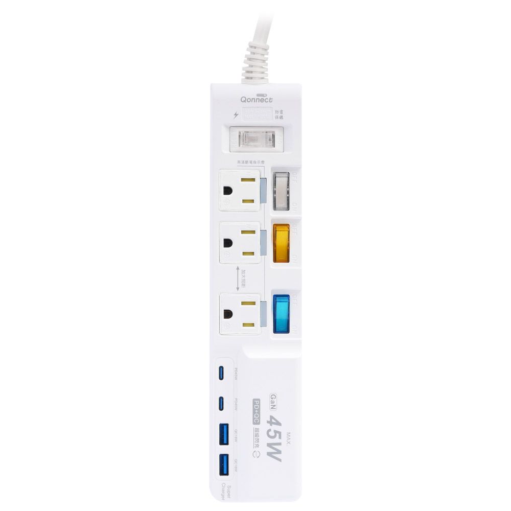 Boss  45W 4開3插快充延長線1.8米 C67P 氮化鎵 PD+QC 45W