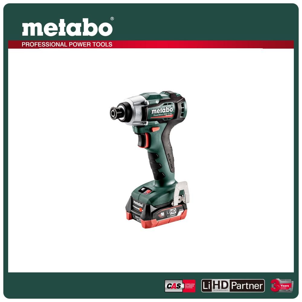 metabo 美達寶   12V鋰電無刷衝擊起子機 PowerMaxx SSD 12 BL 4.0Ah (膠箱)