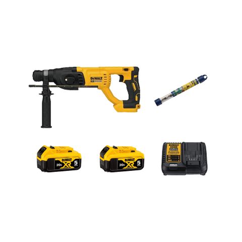 DEWALT 20V無碳刷免出力四溝三用電鎚鑽+鑽頭(DCH133P2+IW-10506943)