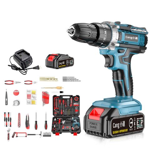 【Cang小達】電鑽 水泥衝擊電鑽 電動起子（贈126件工具套裝）超大扭力起子機-五節一電