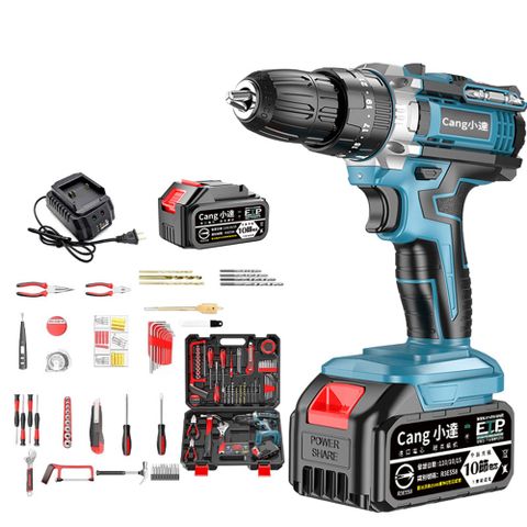 【Cang小達】電鑽 水泥衝擊電鑽 電動起子（贈126件工具套裝）超大扭力起子機-十節一電