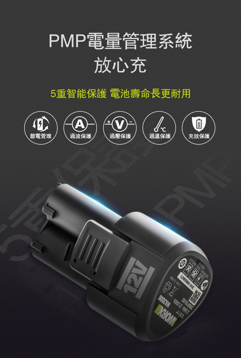 電量管理系統放心充5重智能保護 電池壽命長更耐用節電管理 過流保護過壓保護過溫保護充放保護PMP