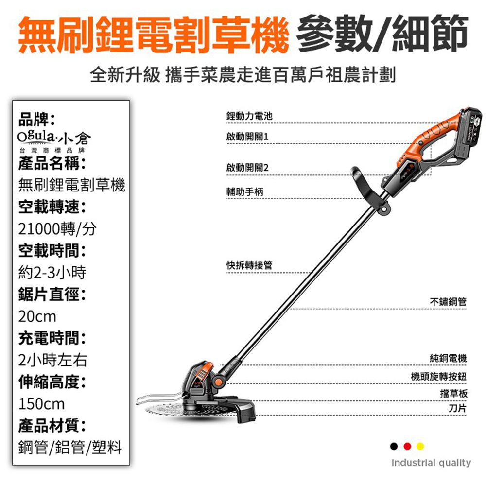 Ogula 小倉  割草機 電動無刷割草機 二代無刷割草機 66000毫安鋰電瓶款附全套配件