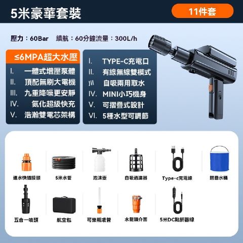 FANGGE 方格 折疊洗車機 5米套裝-43200mwh锂電芯
