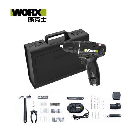 WORX 威克士 12V鋰電無刷衝擊電鑽 87件精選套裝組 WE211.4