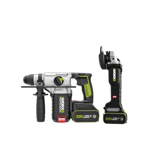 WORX 威克士 20V 無刷鋰電電錘+砂輪機套裝 WU388+WU808 (WU947) WU947