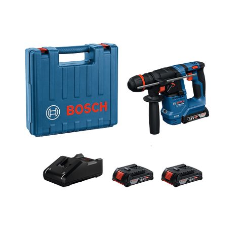 BOSCH博世 18V 免碳刷通用夾頭免出力鎚鑽 GBH 18V-18 X 2.0Ah雙電套裝組