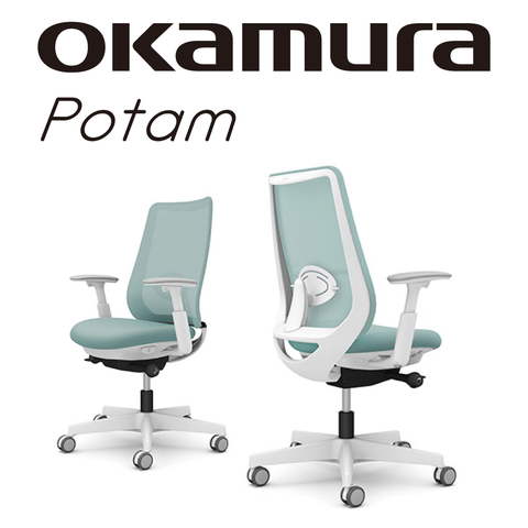 【日本OKAMURA】Potam 人體工學椅(白框)(天藍色)