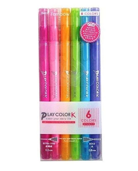 TOMBOW 蜻蜓 日本 暢銷款  Play Color k 玩色彩雙頭筆 6色入粉彩色(GCF-611B)