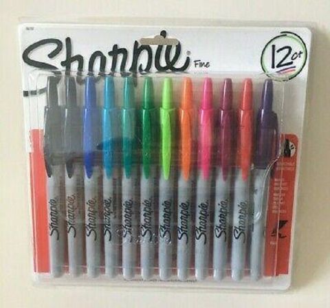 美國Sharpie Fine 12色粗字 按鍵式萬用筆組(32707)